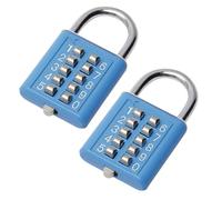 MroMax 5-Digit Combination Padlocks, 2Pcs Push Button Locks Blue, Zinc Alloy Luggage Padlock for School Locker, Gym, Case, Fence Gate, Drawer and Toolbox (Non Modifiable Password)