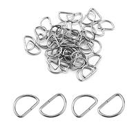 MroMax 50pcs 13mm D-Rings Semi-Circular Silver Tone for Hardware Bags Belts Craft DIY Accessories