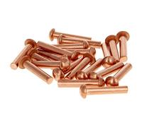 MroMax 50Pcs M4 Round Head Copper Solid Rivets Fastener 0.16" Dia x 0.79" Length for Electrical Applications Copper Finish Copper Tone