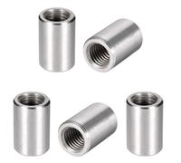 MroMax 5Pcs M14x2mm Round Connector Nuts, 304 Stainless Steel Rod Coupling Nuts 30mm/1.18" Length Female Thread for Camera Pan, Lamp Bracket, Glass Folding Dining Table Silver