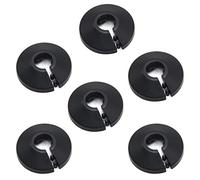 MroMax 6pcs 12mm Pipe Cover, Flange Black Pipe Collar Plastic Pipe Hole Collars for Radiator, Wall Pipe Tube Decoration
