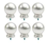 MroMax 6Pcs 40 X 35mm Curtain Rod Finials Window Treatment Drapery Rods Fit for 5/8 Inch Dia Rod Plastic End Silver