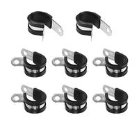 MroMax 8Pcs Cable Clamp 20mm 304 Stainless Steel Rubber Cushioned Insulated Clamp Metal Clamp Tube Holder for Tube Pipe or Wire Cord Installation Black