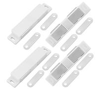 MroMax 8Pcs Double Magnetic Catchs 3.74" Long Plastic Cabinet Latches for Kitchen Closet, Bathroom Cupboard, Drawers and Shutters with Mounting Screws (Large White)