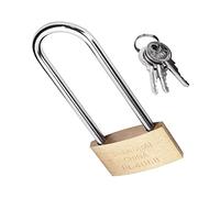 MroMax Brass Keyed Different Padlock 2.36" Wide Brushed Finish Key Lock with 4.09" Long Harden Shackle for Drawer Door Cabinet Warehouse School Gym Locker Fence Toolbox 1 Piece