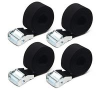MroMax Cam Buckle Tie Down Lashing Strap 8.20ft x 1.5" 100kg Load Cap Polypropylene for Moving Cargo Black 4pcs