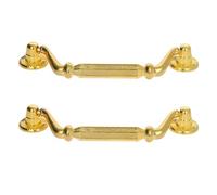 MroMax Drawer Handles 4.45" x 1.18" (LxW) Iron Square Pull Cabinet Hardware Furniture Decorative Handle for Drawer Box Case Chest Cupboard Golden Tone 2Pcs