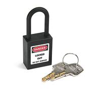 MroMax Lockout Tagout Lock, Safety Padlock Keyed Differently,Loto Security Padlock Nylon Shackle Black Padlock for Lock Out Tag Out 1Pc