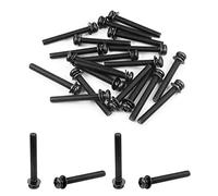 MroMax M5 x 40mm Carbon Steel Phillips Pan Head Machine Screws Bolts Combine with Spring Washer and Plain Washers Black 20pcs