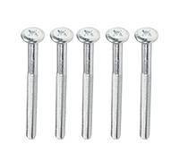 MroMax M6 x 75mm Carbon Steel Male Thread Phillips Flat Head Bolt Screw Full Thread Suitable for Double Bed Furniture TV Rack Wall Hanging Silver White 5pcs