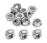 MroMax M8 Serrated Flange Hex Lock Nuts 316 Stainless Steel Silver Tone 10PCS
