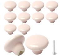 MroMax Pink Ceramic Knobs Round Shape knobs for Girls Dresser Drawer, Kitchen Cabinets, 10Pcs Pink Pulls Handles