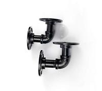 MroMax Pipe Shelf Brackets, Industrial Iron Pipe Shelving Brackets (3.54" Tall,3.54" Deep) Pipe Shelves Wall Mounted Rustic Pipe Decor,2pcs