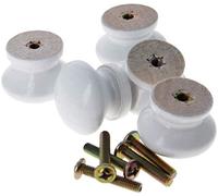 MroMax Round Wood Knobs, 27.5mm Dia Cabinet Furniture Kitchen Pulls Handles for Dresser Drawer Wardrobe, White 10Pcs