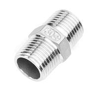 MroMax Stainless Steel Pipe Fitting Connector Straight HeX Nipple Coupler 1/2 to 1/2 G Male Thread Hose Fittings Silver Tone 1pcs