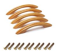 MroMax Wood Pull Knobs, 96mm Hole Distance 125mm Length Cabinet Furniture Kitchen Pulls Handles for Dresser Drawer Wardrobe 5Pcs