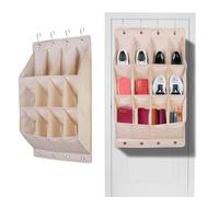 Mrooda Over the Door Shoe Organizer Hanging Shoe Organizer with 12 Large Pockets and 8 Metal Hooks Wall Shoe Rack, Storage For 12 pairs of shoe, Toys Hats Sneakers and More | 1Pack Cream
