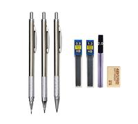 MROOFUL 0.3 0.5 0.7 0.9 1.3 2.0mm Mechanical Pencil Set Full Metal Art Drawing Painting Automatic Pencil with Leads Office School Supply (0.9 1.3 2.0mm Pencil)