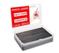 MROOFUL 1000pcs 0.5/0.7mm Mechanical Pencil Leads Replacement Core with 2 Empty Tubes Black Erasable 2B Graphite Pen Core Set Large Capacity for Writing Art Sketches (0.5mm)
