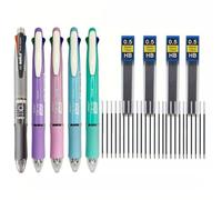 MROOFUL 21Pcs/set 5 In 1 Multicolor Ballpoint Pens 0.7mm Medium Point Creative 4 Color Ball Pen Refill and Pencil Lead Multifunction Pen Office Writing Supply