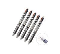 MROOFUL 5pcs/lot Multicolor 5 in 1 Ballpoint Pen with Clip 0.7mm 4 Assoted Colors Ball Pen Refill and 0.5mm Mechanical Pencil Lead Set Retractable Ball point Pens Writing Marking