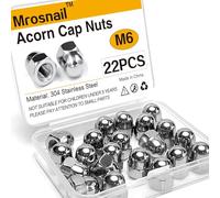 Mrosnail M6 Acorn Nuts Kit - 22PCS, 304 Stainless Steel, Metric Hex Cap Nut Assortment, Dome Head for Indoor & Outdoor Use
