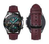MroTech Galaxy Watch 3 45 mm Genuine Leather Gear S3 Frontier Replacement Strap for Huawei Watch 46 mm GT4/GT5/GT2/GT3/GT 46 mm/Pro/GT2e 46 mm Leather Strap 22 mm, Wine Red