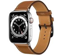 MroTech Leather Strap compatible with Apple Watch Strap 44mm 45mm 42mm 49mm, Men Women Replacement Genuine Leather Strap for iWatch Series Ultra 9 8 7 6 5 4 3 2 1/SE (44/45/49,Brown/Black Clasp)