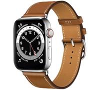 MroTech Leather Strap compatible with Apple Watch Strap 44mm 45mm 42mm 49mm, Men Women Replacement Genuine Leather Strap for iWatch Series Ultra 9 8 7 6 5 4 3 2 1/SE (44/45/49,Brown)