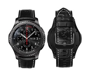 MroTech Strap compatible with Samsung Galaxy Watch 46mm/Watch 3 45mm/Gear S3 Frontier Band Replacement for Huawei Watch GT/GT2 Pro/2e/GT 2 46 mm/GT 3 46 mm Genuine Leather Band 22mm-Nostalgic Black