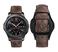 MroTech Strap compatible with Samsung Gear S3 Frontier/Galaxy Watch 46mm/Watch 3 45mm Band Replacement for Huawei Watch GT 46mm/GT2 Pro/2e/GT 2/GT 3 46 mm Genuine Leather Bracelet 22mm-cracked Coffee