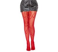 Mrotrida Women's Fire Patterned Fishnet Tights Sexy Elastic Blaze Pantyhose Leggings Fire Mesh Stockings, Fire Red, One size