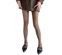 Mrotrida Women's Floral Patterned Fishnet Tights Y2k Gothic Flower Lace See Through Pantyhose Stocking, Brown-2, One size