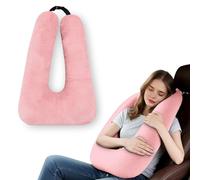 MROUEN Car Pillow for Kids - Comfort Travel Pillow for Car - Soft Cotton Support Cushion for Children and Adults on Long Trips (Pink)