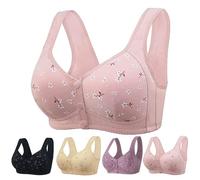 MROWCA Daisy Bra,Lisa Charm Bras Front Snaps for Seniors,Comfortable & Convenient Front Button Bra Cotton Plus Size Bras for Women (Pink,M)