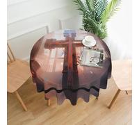 MROWYC 60" - crucifixion print round tablecloth for outdoor patio, picnic, camping and indoor table coverings