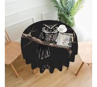 MROWYC 60" - Late Night Owl print round tablecloth for outdoor patio, picnic, camping and indoor table coverings