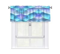 MROWYC Blue-violet light waves Printed Short Curtain Valance - No Drill Rod Pocket - Kitchen Bathroom Laundry Room Window Cover - Light Filtering Half Curtain