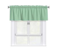 MROWYC Bright Green Printed Short Curtain Valance - No Drill Rod Pocket - Kitchen Bathroom Laundry Room Window Cover - Light Filtering Half Curtain