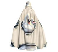 MROWYC Cute little swan Patterned hooded cape/cloak, masquerade cape, holiday party costume.