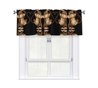MROWYC cute monkey Printed Short Curtain Valance - No Drill Rod Pocket - Kitchen Bathroom Laundry Room Window Cover - Light Filtering Half Curtain