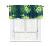 MROWYC deforestation Printed Short Curtain Valance - No Drill Rod Pocket - Kitchen Bathroom Laundry Room Window Cover - Light Filtering Half Curtain