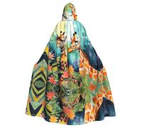 MROWYC Fellow Giraffe Patterned hooded cape/cloak, masquerade cape, holiday party costume.