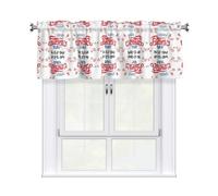 MROWYC Happy Father's Day Dad Printed Short Curtain Valance - No Drill Rod Pocket - Kitchen Bathroom Laundry Room Window Cover - Light Filtering Half Curtain