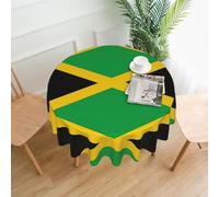MROWYC jamaica flag Prints round tablecloth â€“ 60-inch round tablecloth, suitable for kitchen, restaurant, indoor and outdoor parties