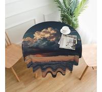 MROWYC Large clouds Prints round tablecloth â€“ 60-inch round tablecloth, suitable for kitchen, restaurant, indoor and outdoor parties