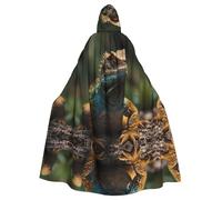 MROWYC lizard Printed Hooded Cape/Cape, Holiday Party Cosplay Costume, Themed Masquerade Cape