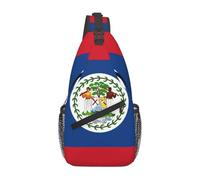 MROWYC Men's Belize Flag Printed Sling Bag - Minimalist Crossbody Shoulder Pack, Lightweight & Breathable for Daily Outings