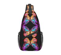 MROWYC Men's Colorful Butterfly Printed Sling Bag - Minimalist Crossbody Shoulder Pack, Lightweight & Breathable for Daily Outings