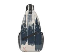 MROWYC Men's Wilderness Fox Art Printed Sling Bag - Minimalist Crossbody Shoulder Pack, Lightweight & Breathable for Daily Outings